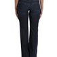 Dark Blue Cotton Bootcut Denim Jeans - SEHABRANDS