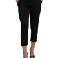 Black High Waist Capri Cropped Pants - SEHABRANDS