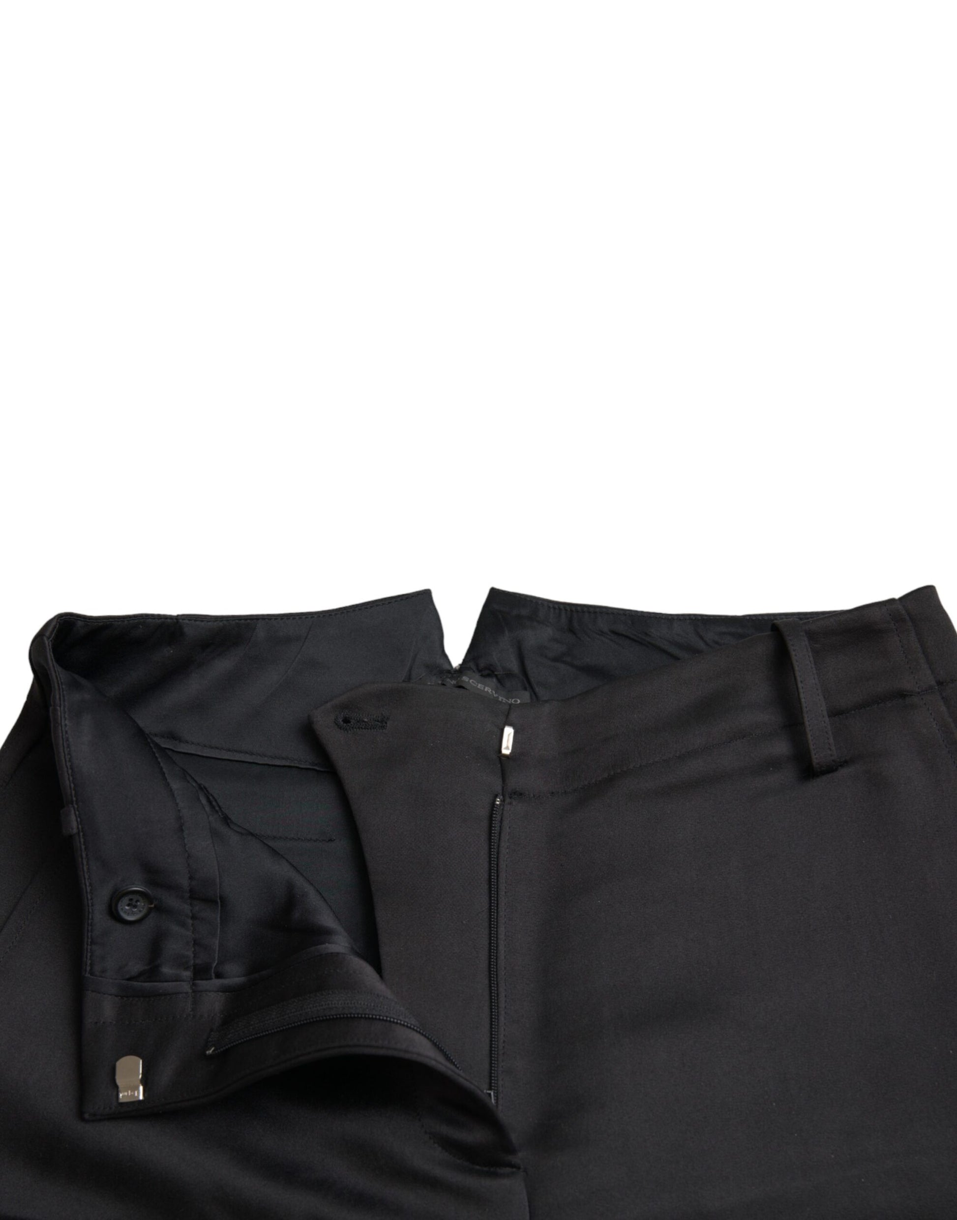 Black High Waist Capri Cropped Pants - SEHABRANDS