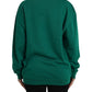 Green Cotton Logo Print Long Sleeves Pullover Sweater - SEHABRANDS