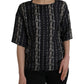 Dolce & Gabbana Black Key Castle Print Silk Blouse T-shirt