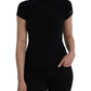 Black Turtleneck Viscose Short Sleeve Top - SEHABRANDS