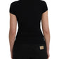 Black Turtleneck Viscose Short Sleeve Top - SEHABRANDS