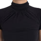 Black Turtleneck Viscose Short Sleeve Top - SEHABRANDS