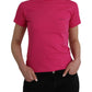 Pink Cotton Crew Neck Short Sleeves Tee T-shirt - SEHABRANDS