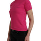 Pink Cotton Crew Neck Short Sleeves Tee T-shirt - SEHABRANDS