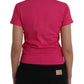 Pink Cotton Crew Neck Short Sleeves Tee T-shirt - SEHABRANDS