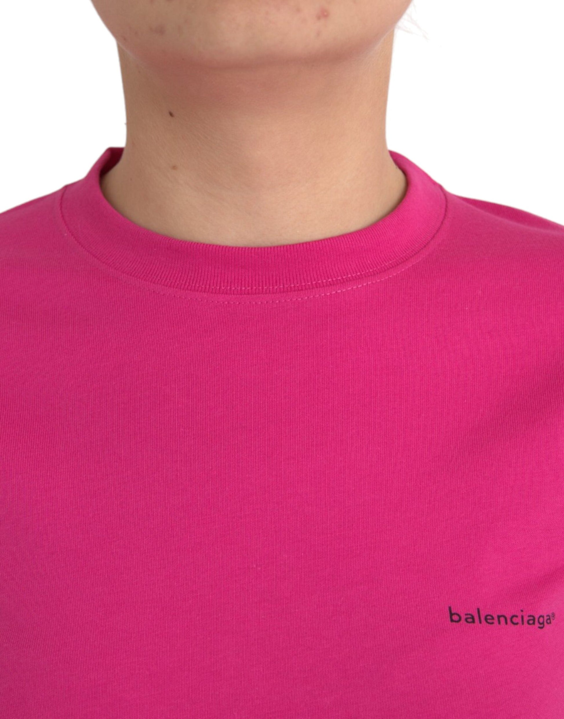 Pink Cotton Crew Neck Short Sleeves Tee T-shirt - SEHABRANDS