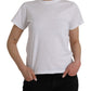 White Cotton Crew Neck Short Sleeves T-shirt - SEHABRANDS