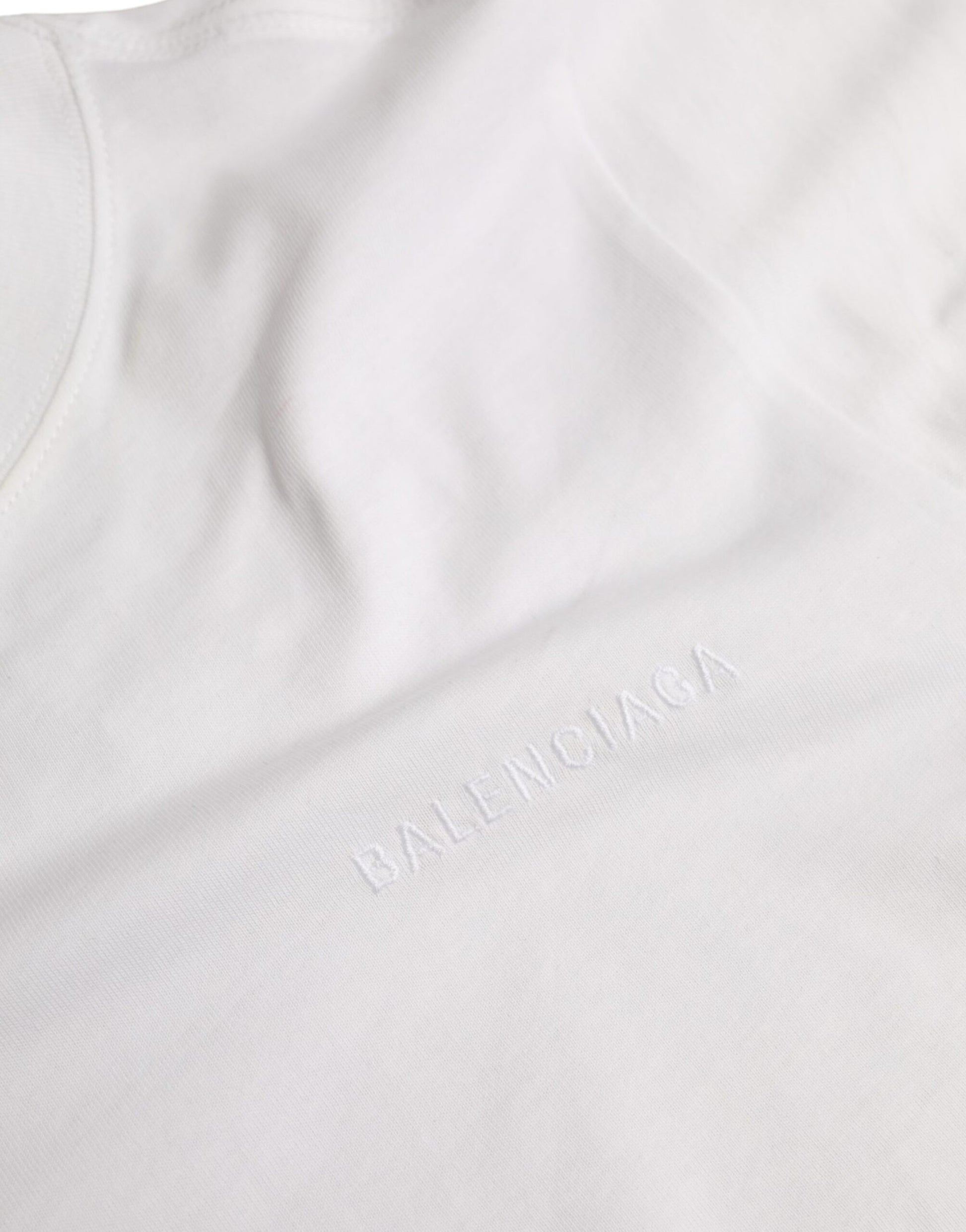 White Cotton Crew Neck Short Sleeves T-shirt - SEHABRANDS