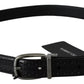 Dolce & Gabbana Black Leather Silver Metal Buckle Classic Belt