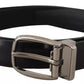 Dolce & Gabbana Black Classic Leather Chrome Metal Buckle Belt