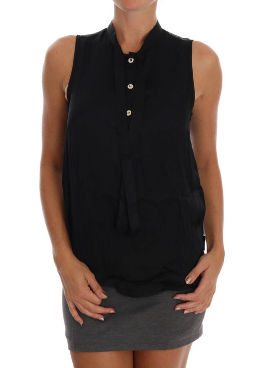 Chic Sleeveless Black Shirt Blouse - SEHABRANDS