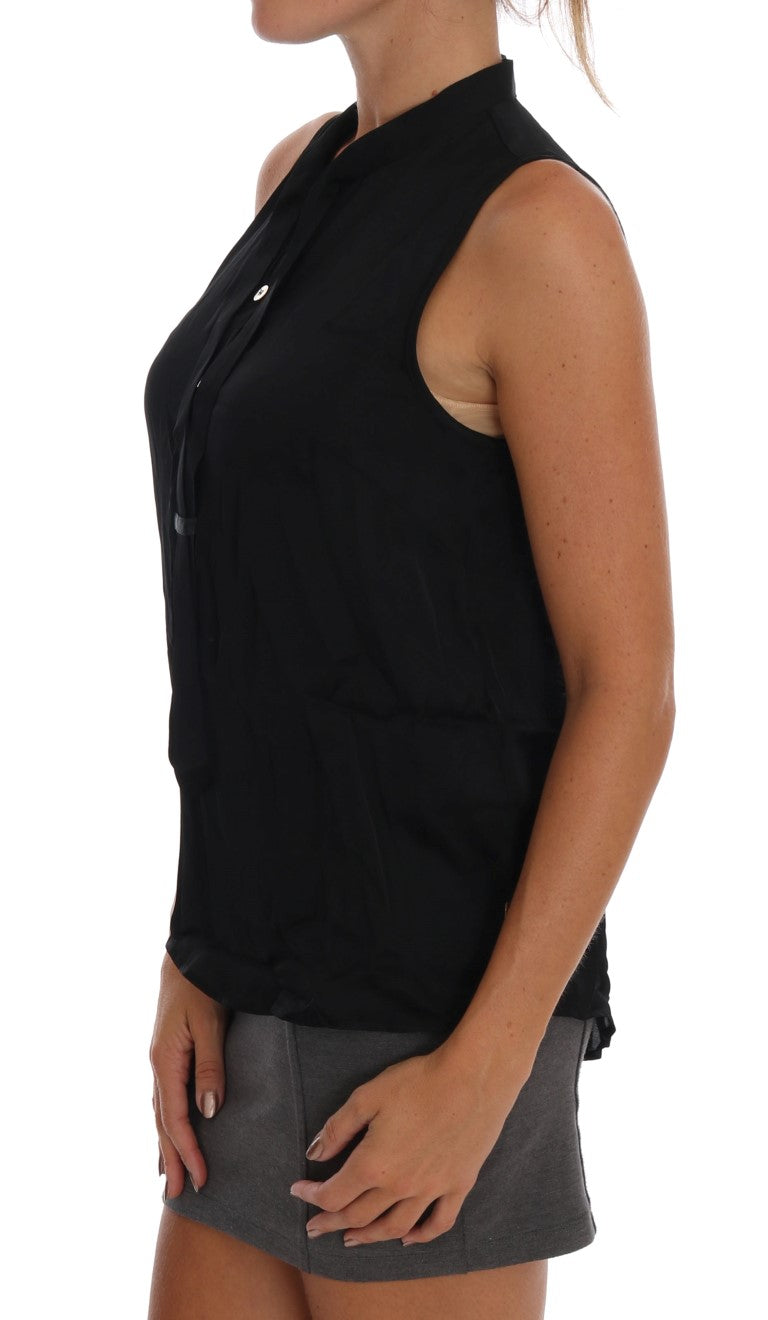 Chic Sleeveless Black Shirt Blouse - SEHABRANDS