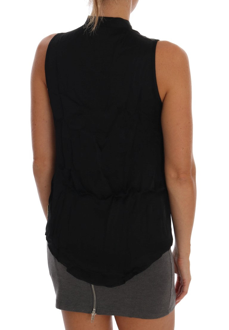 Chic Sleeveless Black Shirt Blouse - SEHABRANDS