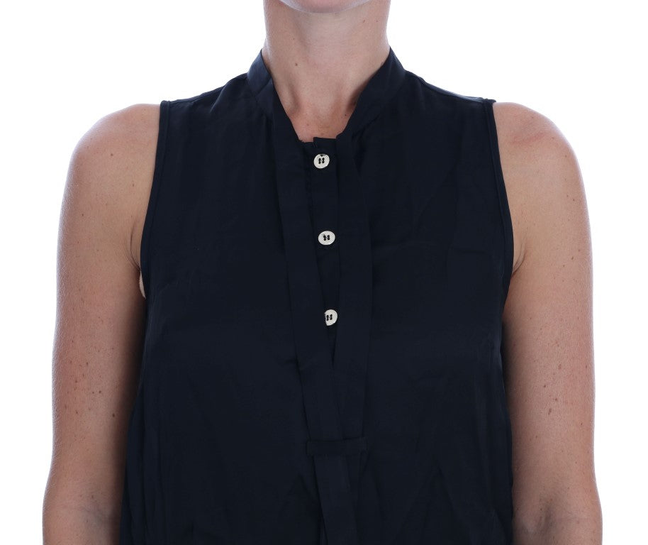 Chic Sleeveless Black Shirt Blouse - SEHABRANDS