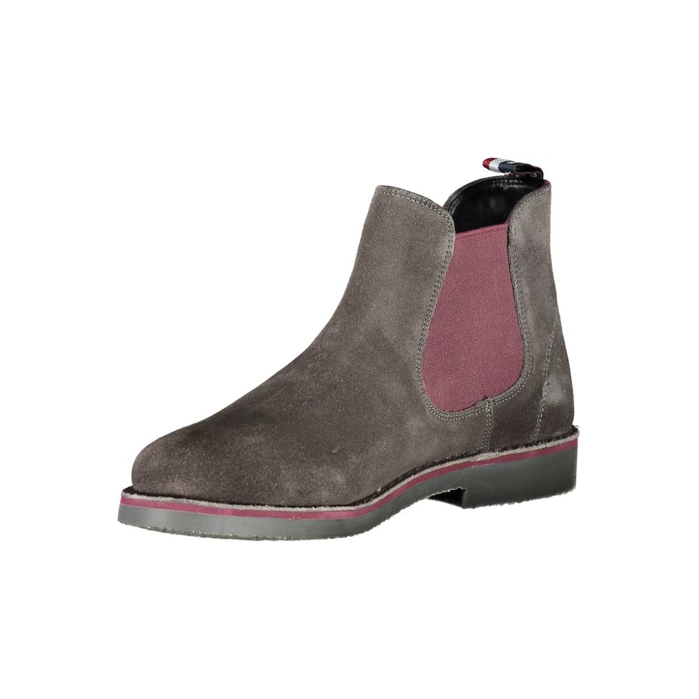 Gray Leather Men Boot - SEHABRANDS