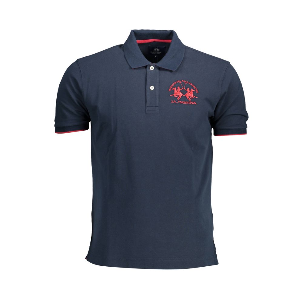 Blue Cotton Men Polo Shirt - SEHABRANDS