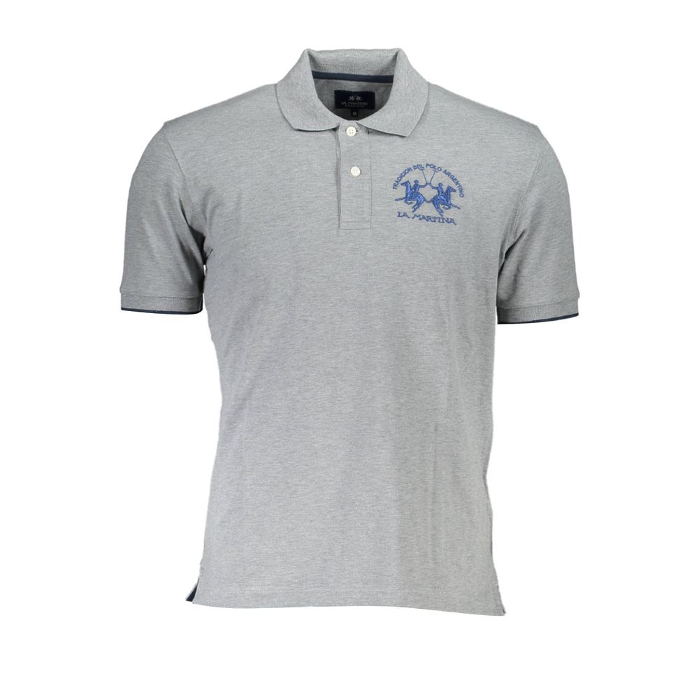 Gray Cotton Men Polo Shirt - SEHABRANDS