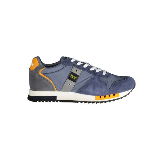 Blue Leather Men Sneaker - SEHABRANDS