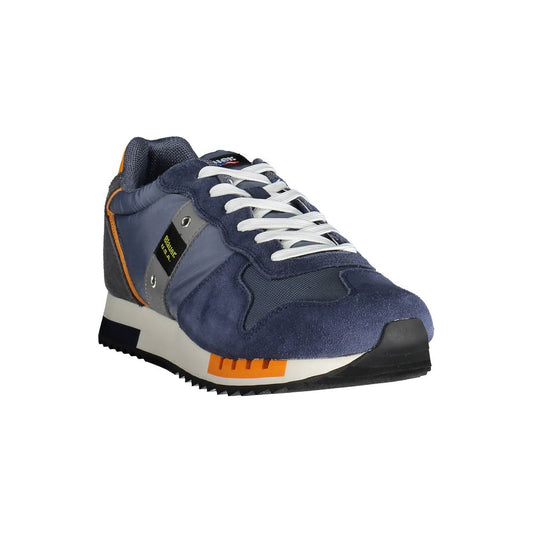 Blue Leather Men Sneaker - SEHABRANDS