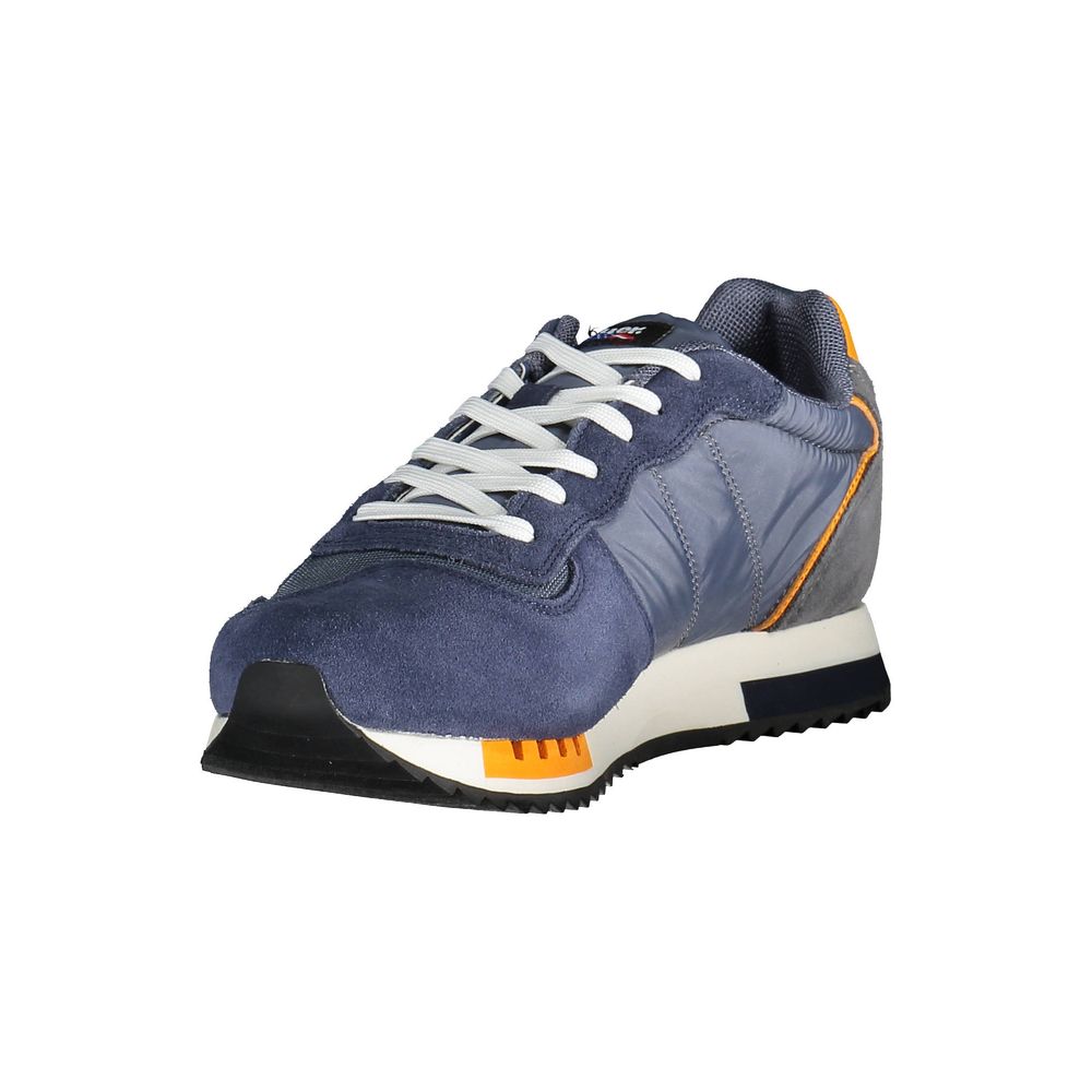 Blue Leather Men Sneaker - SEHABRANDS