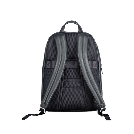 Blue Leather Men Backpack - SEHABRANDS