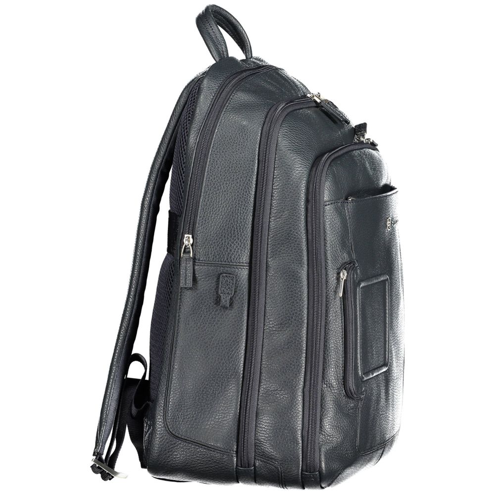 Blue Leather Men Backpack - SEHABRANDS