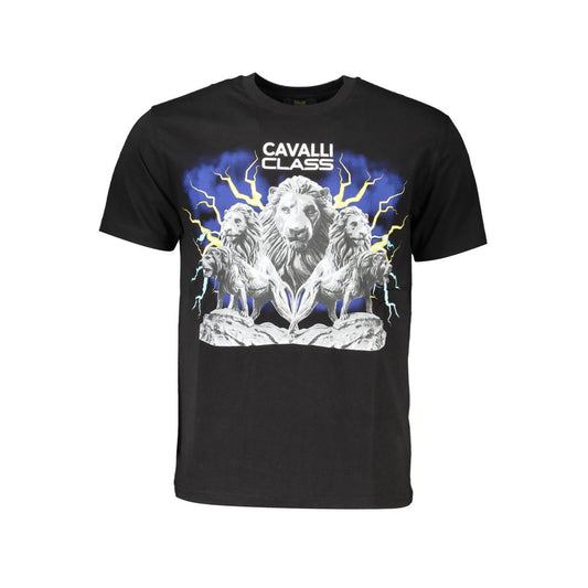 Cavalli Class Black Cotton Men T-Shirt