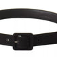 Dolce & Gabbana Black Velvet Leather Logo Waist Buckle Belt