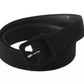 Dolce & Gabbana Black Velvet Leather Logo Waist Buckle Belt