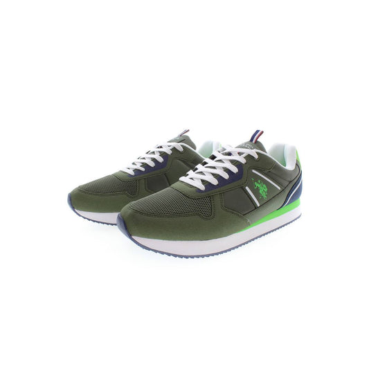 Green Polyester Men Sneaker - SEHABRANDS