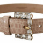 Dolce & Gabbana Beige Leather Crystal Buckle Women Belt