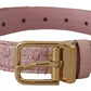 Dolce & Gabbana Pink Jaquard Embroidered Gold Tone Metal Buckle Belt