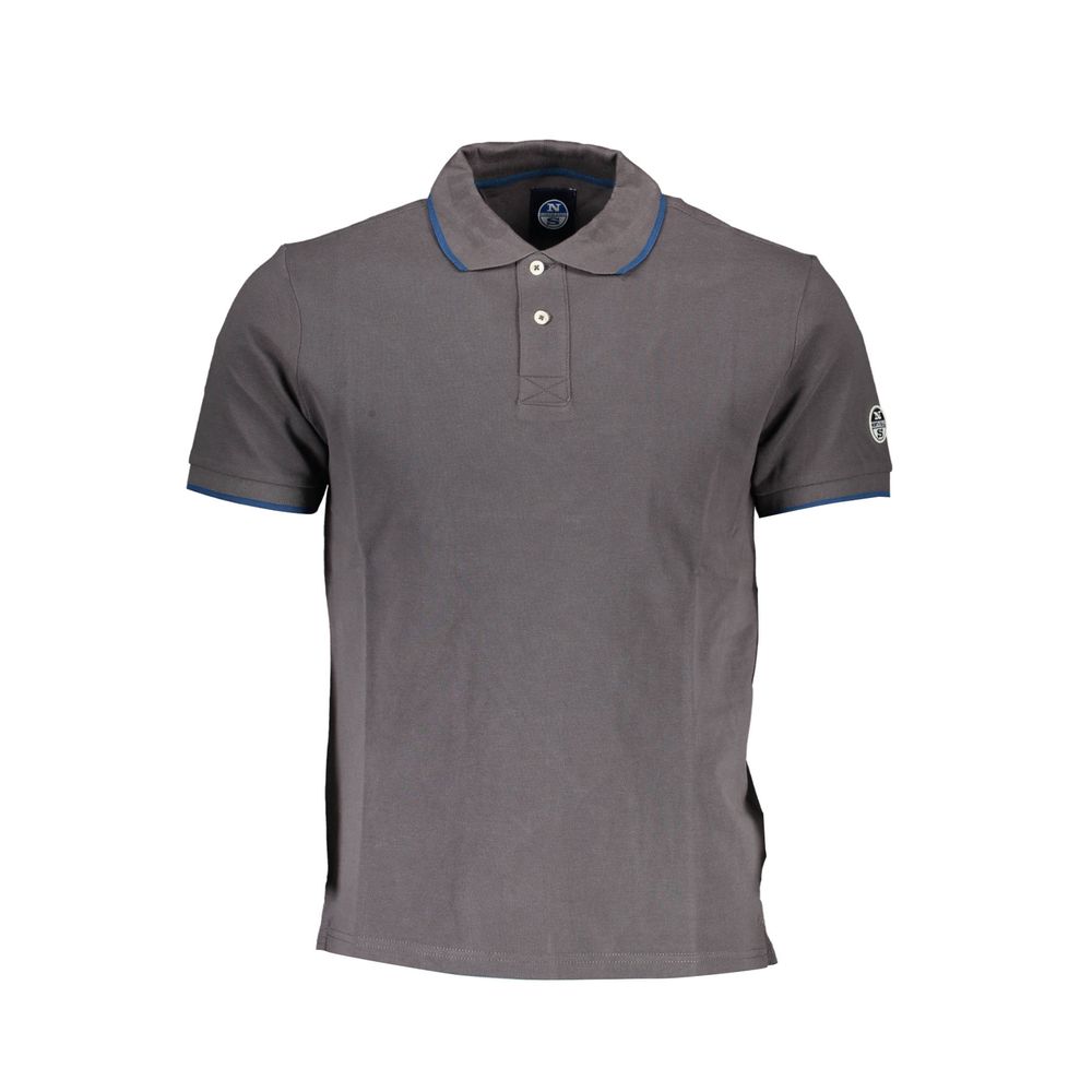 Gray Cotton Men Polo Shirt - SEHABRANDS