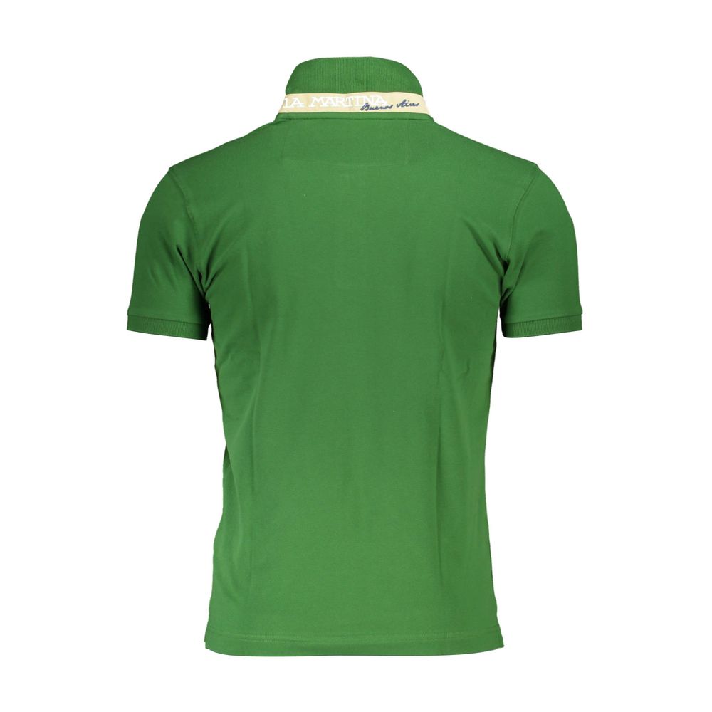 Green Cotton Men Polo Shirt - SEHABRANDS