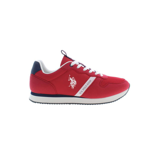 Red Polyester Men Sneaker - SEHABRANDS