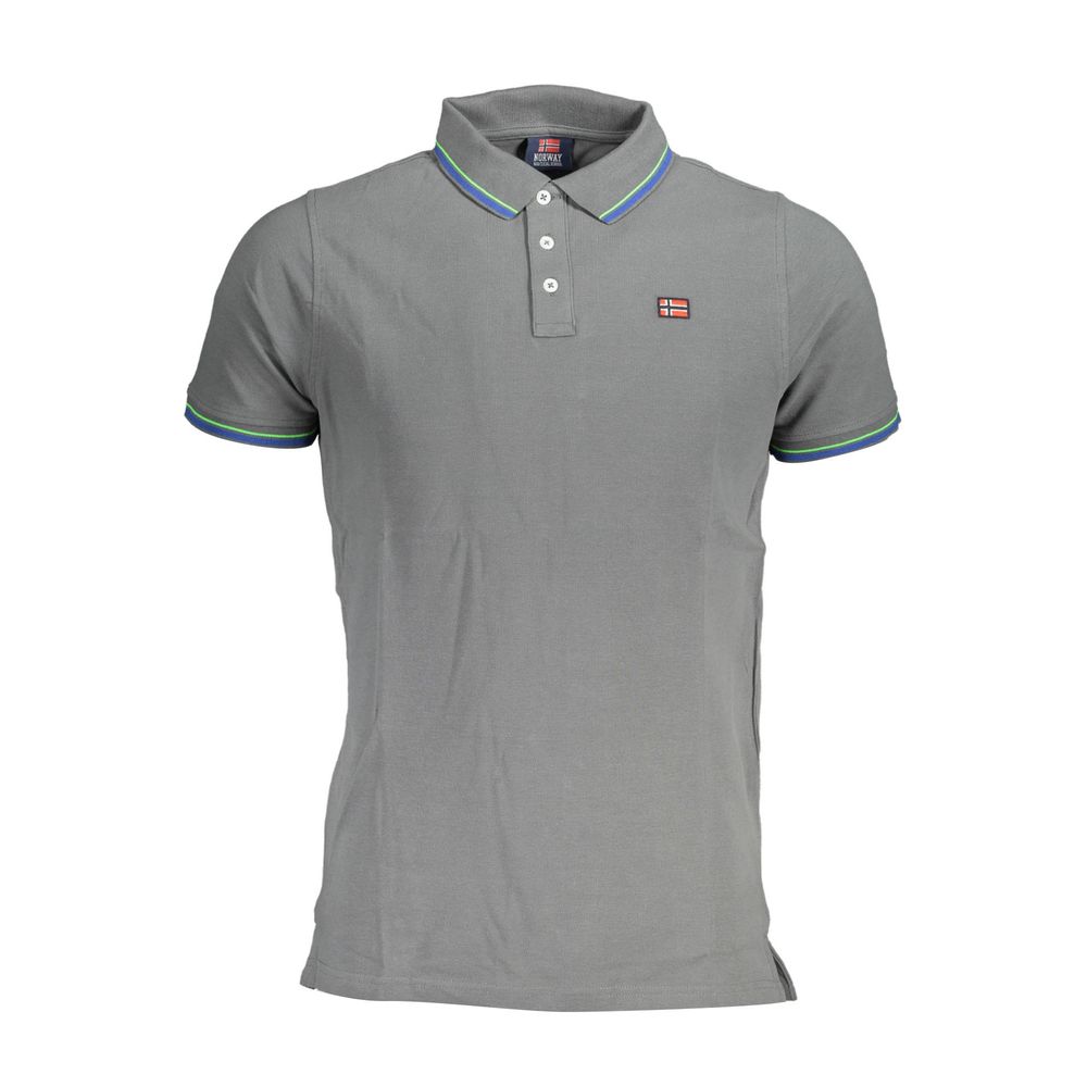 Gray Cotton Men Polo Shirt - SEHABRANDS