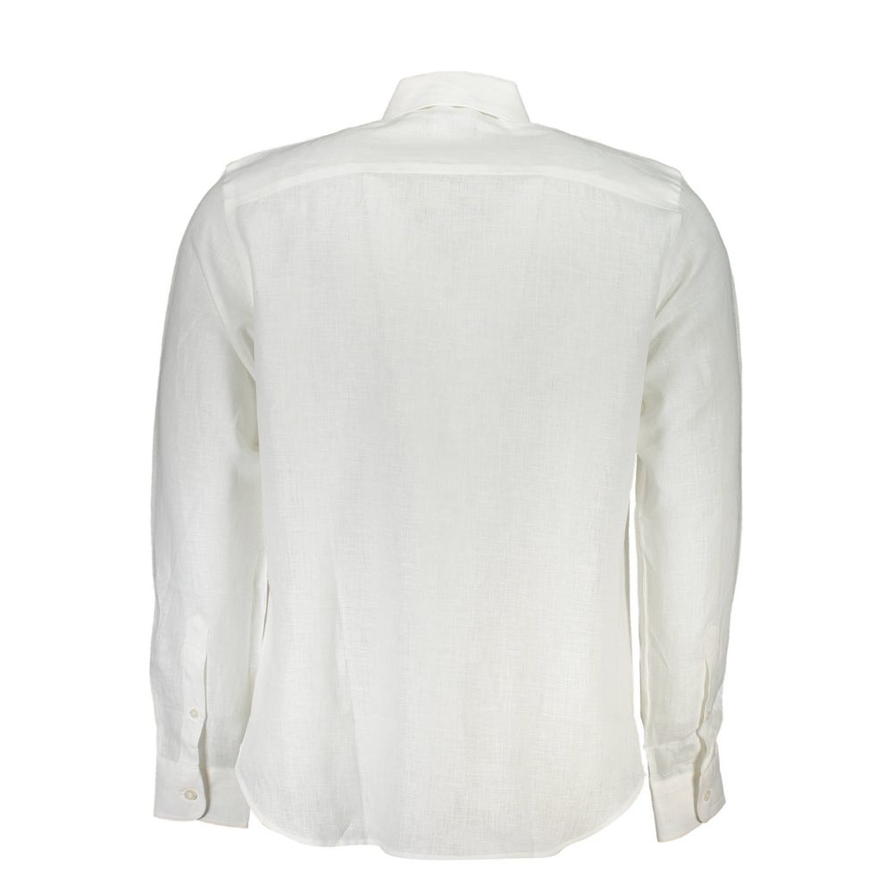 Elegant White Linen Long-Sleeved Shirt - SEHABRANDS