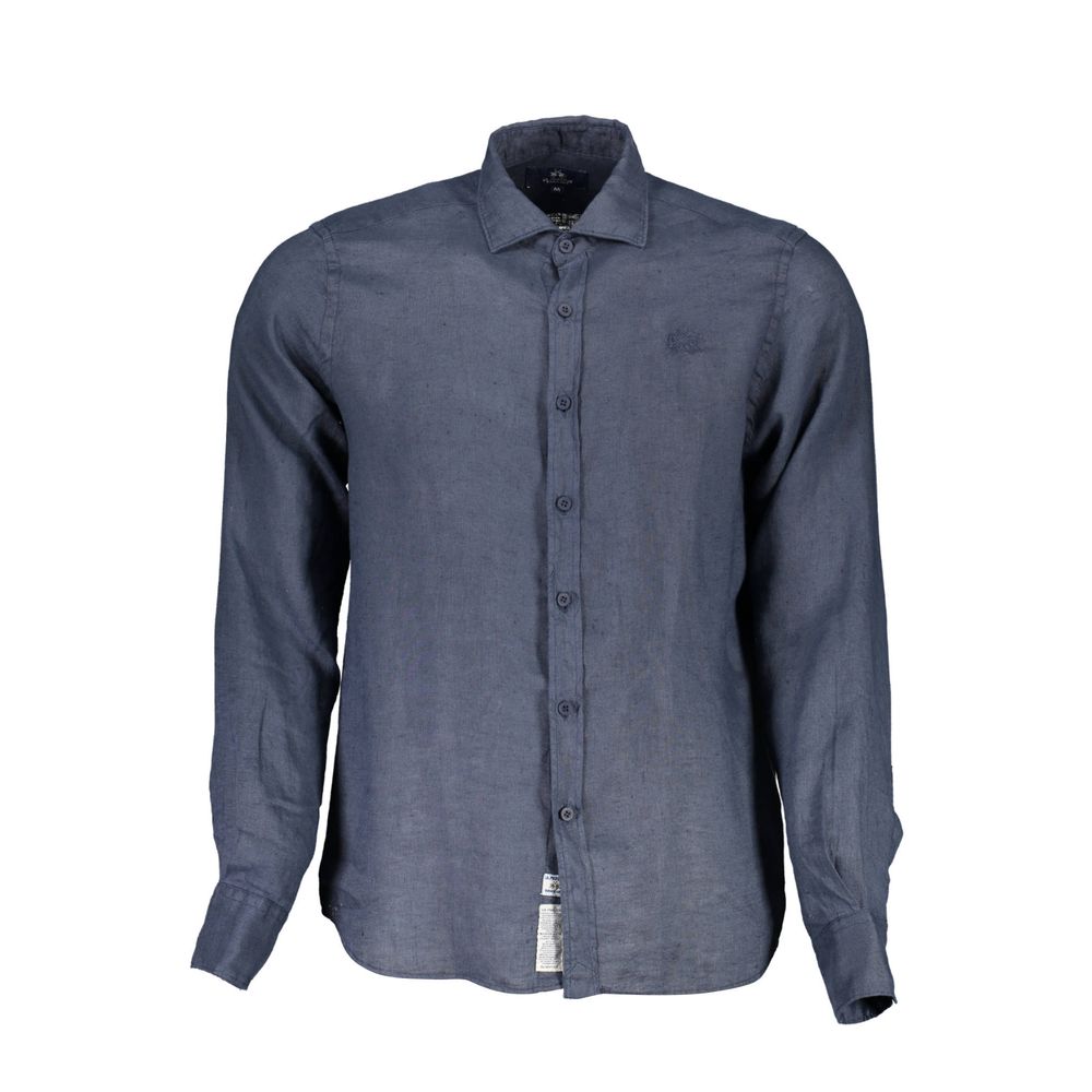 Blue Linen Men Shirt - SEHABRANDS