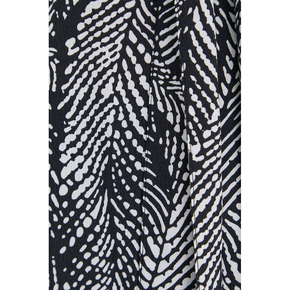 Chic Monochrome Leaf Print Short Dress - SEHABRANDS