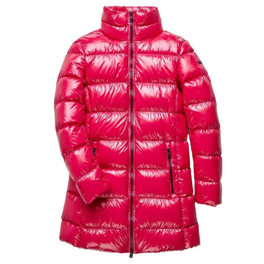 Fuchsia Shimmer Long Down Jacket - SEHABRANDS