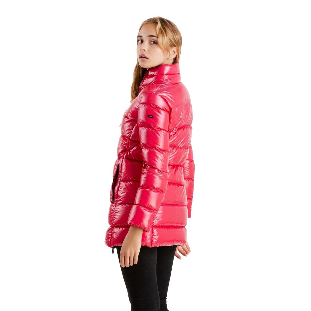 Fuchsia Shimmer Long Down Jacket - SEHABRANDS