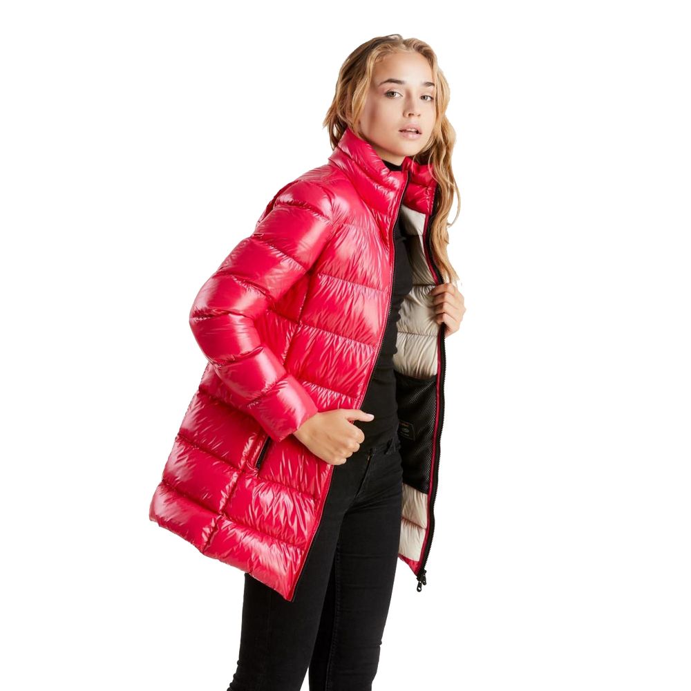 Fuchsia Shimmer Long Down Jacket - SEHABRANDS