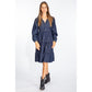 Elegant Dark Blue Denim Flare Dress - SEHABRANDS