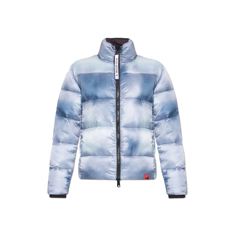 Chic Light Blue Down Jacket with Logo Patch - SEHABRANDS