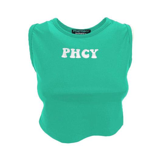 Sleeveless Lycra Logo Print Top – Emerald Green - SEHABRANDS