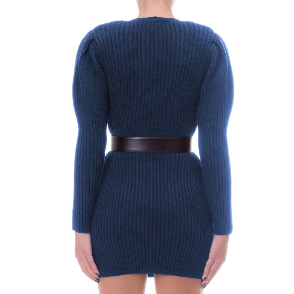 Blue Wool Women Dress - SEHABRANDS