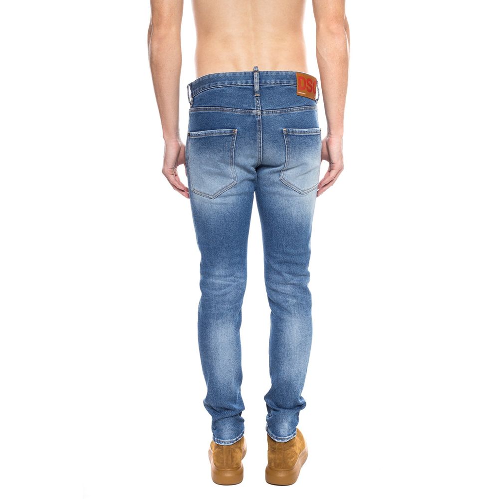 Blue Cotton Men's Distressed Jean - SEHABRANDS