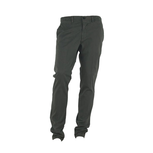 Elegant Gray Italian Cotton Trousers - SEHABRANDS